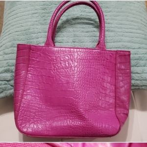 Express Pink Croc-Embossed Tote Bag